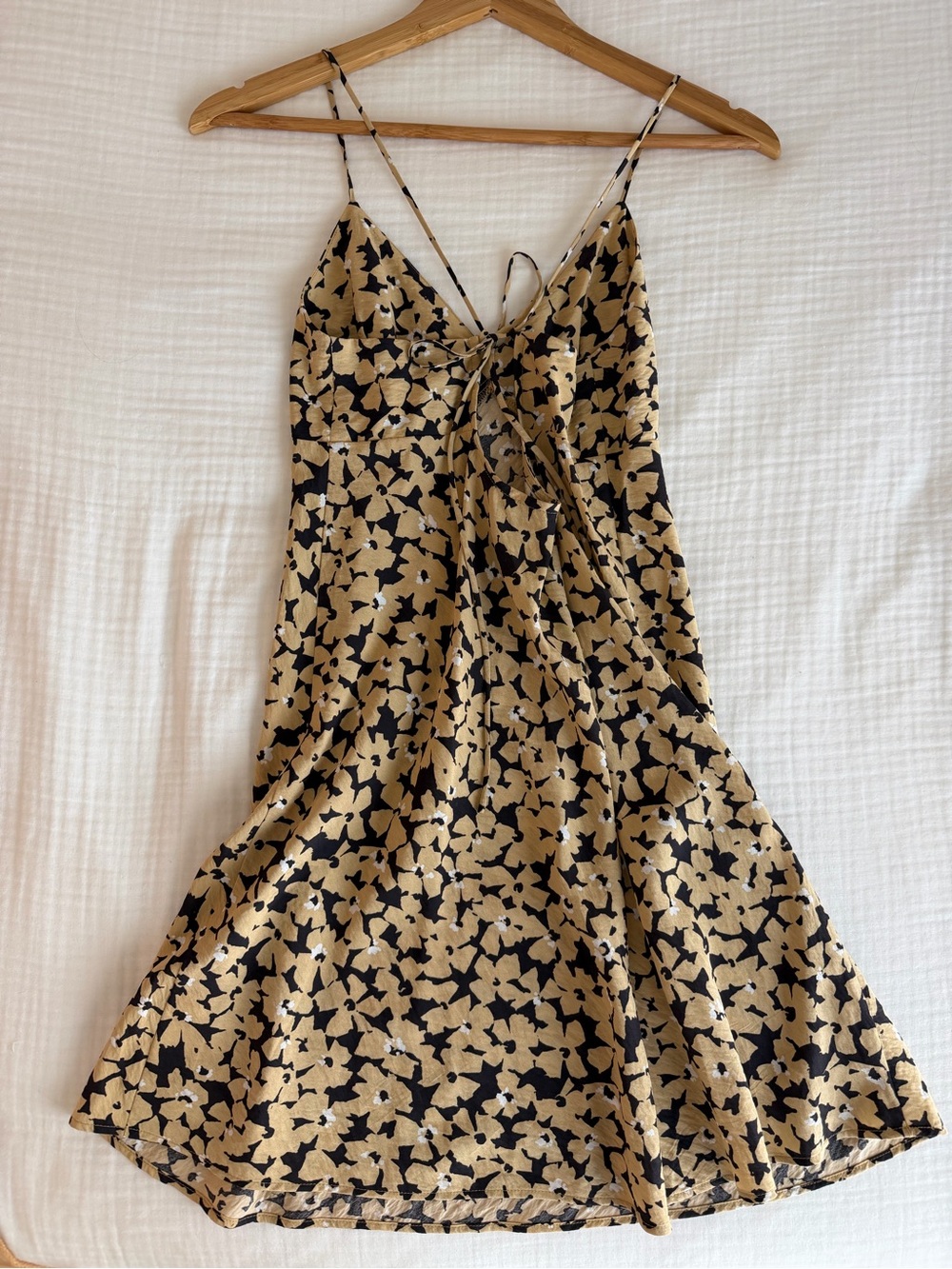Madewell Black Slip Dress with Cream Floral Print - Picture 3 of 5